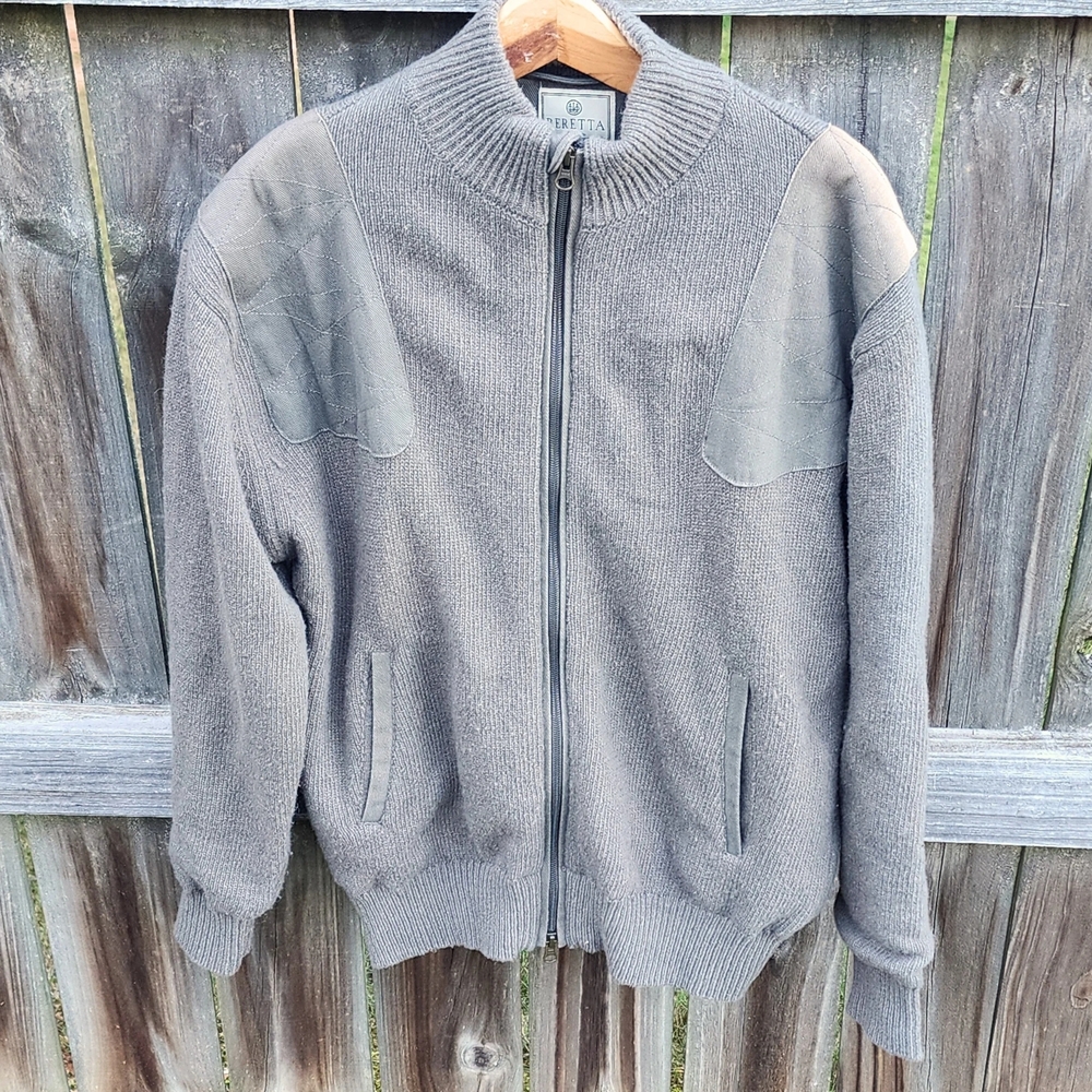 Beretta Jacket Men Medium Green Jacket Wool Shooting Hunting Shoulder Patches